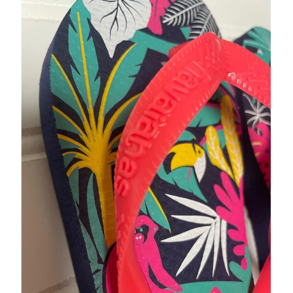 Havaianas Pink Navy Floral‎ Tropical Flip Flop Bundle Little Girls 2